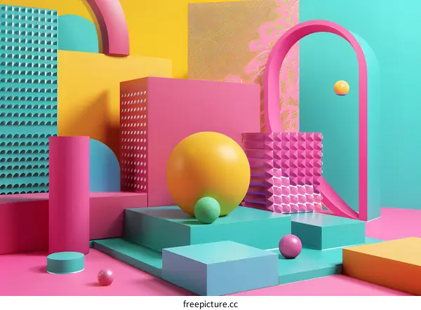 Abstract Geometric Shapes with Vibrant Colors