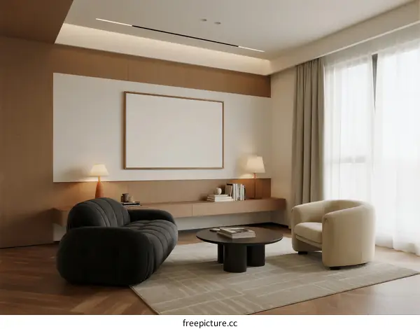 Modern Living Room with Comfortable Furniture and Natural Light