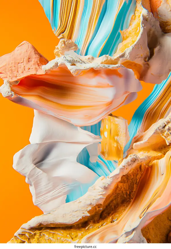 Abstract Painting with Swirling Colors and Shapes