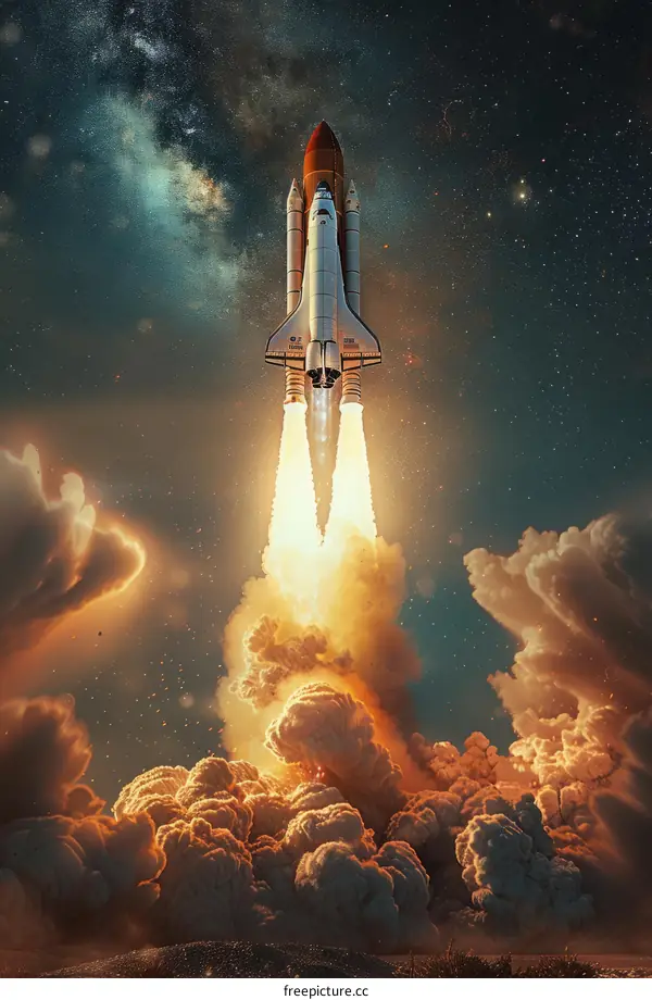 Space Shuttle Atlantis Launch into Space