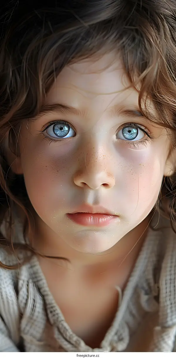 Portrait of a Little Girl with Blue Eyes