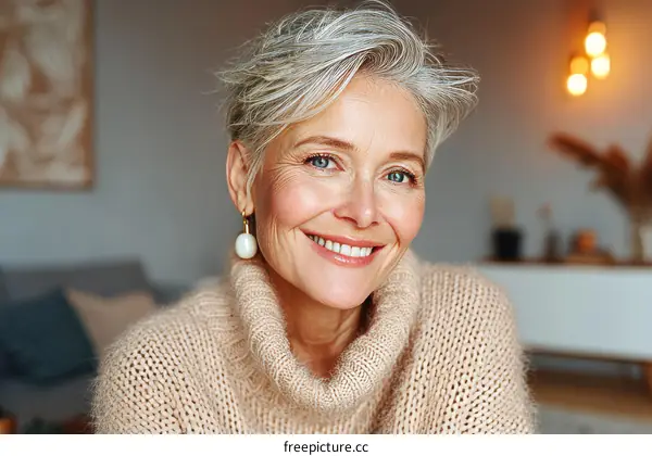 Smiling senior woman portrait indoor