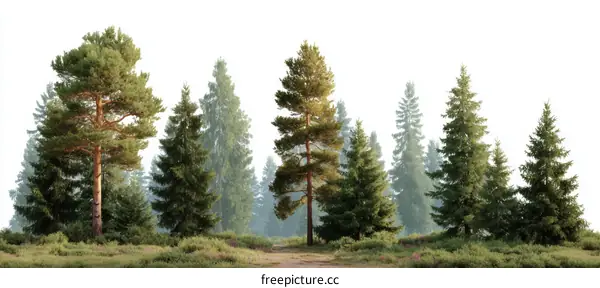 Forest Landscape with Pine Trees