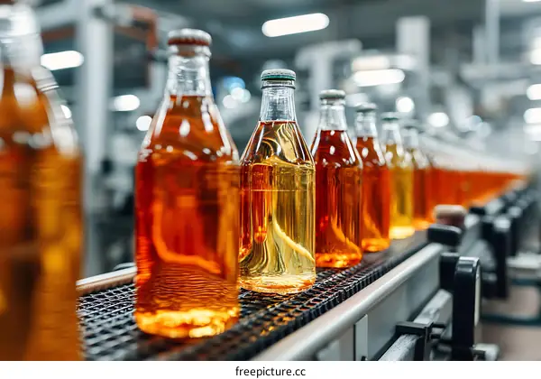 Beverage Bottles on Production Line