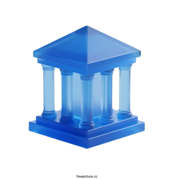[Transparent Background PNG]A Glass-like Ancient Temple with Columns and Pyramid Roof