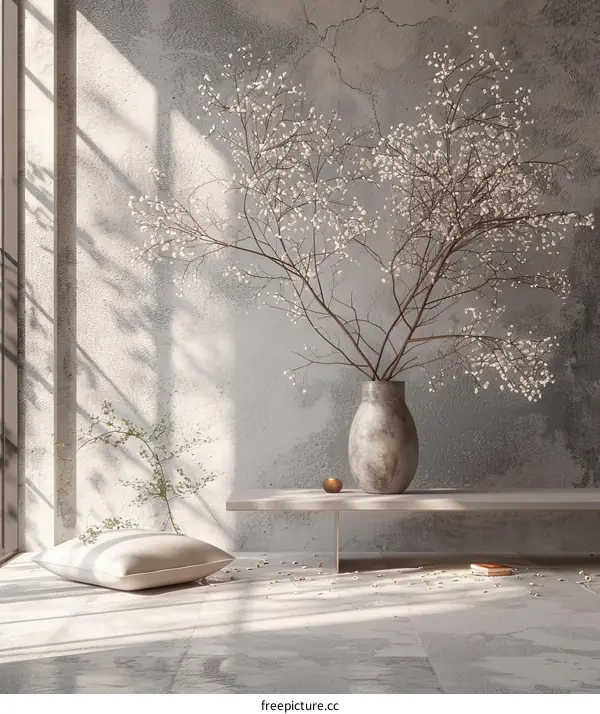 Modern Minimalist Interior Design with Vase Flowers