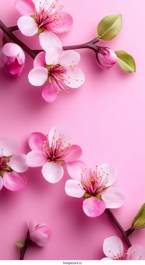 Beautiful Pink Blossoms on a Pastel Background