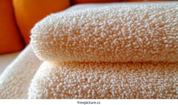 Soft Beige Terry Towels Close-up