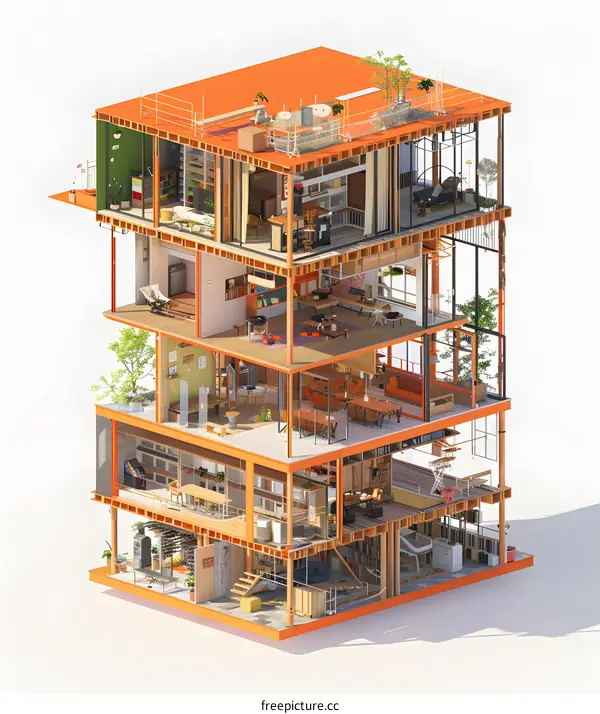 Modern House Interior Design Cross Section