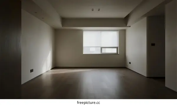 An empty room with white walls and wooden floor