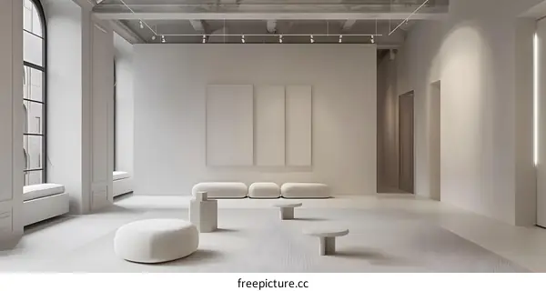 Modern Minimalist Interior Design with White Walls and Furniture