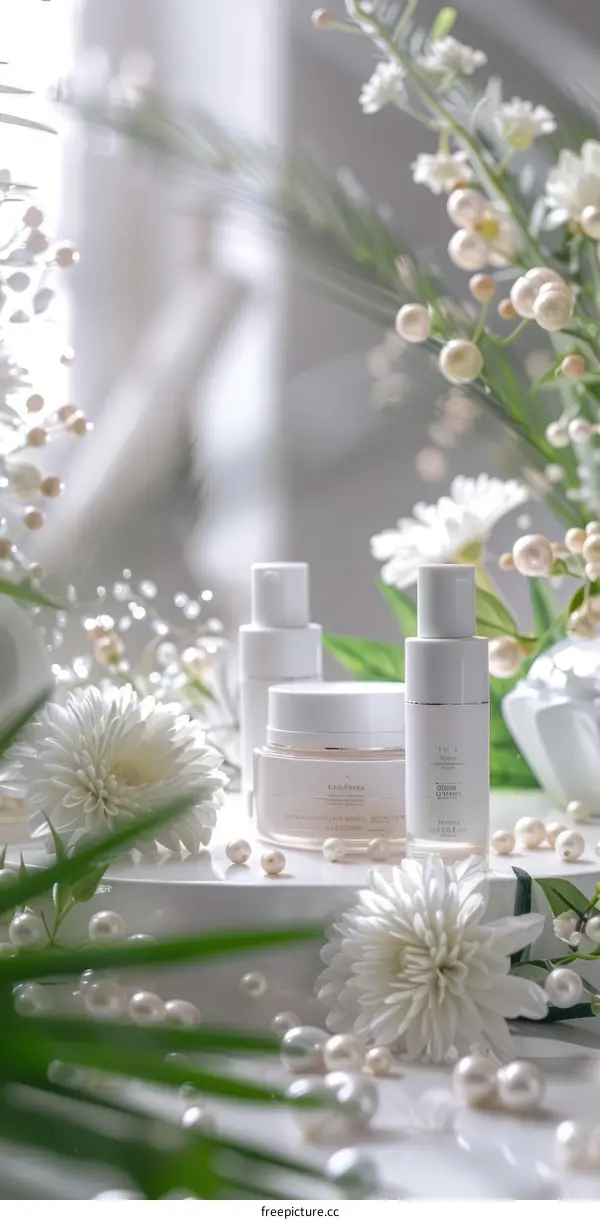 Natural Organic Skincare Products with Flowers