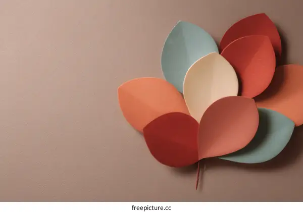 Colorful Paper Leaves Abstract Composition