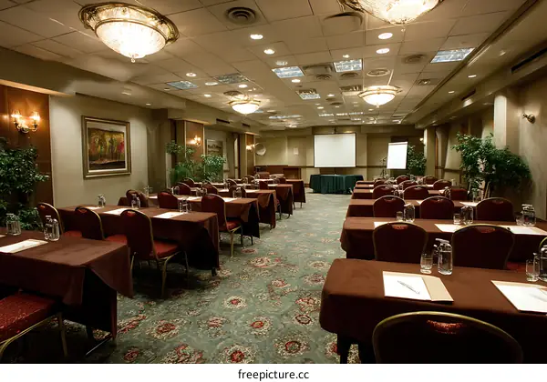 Conference Room with Brown Tables and Chairs