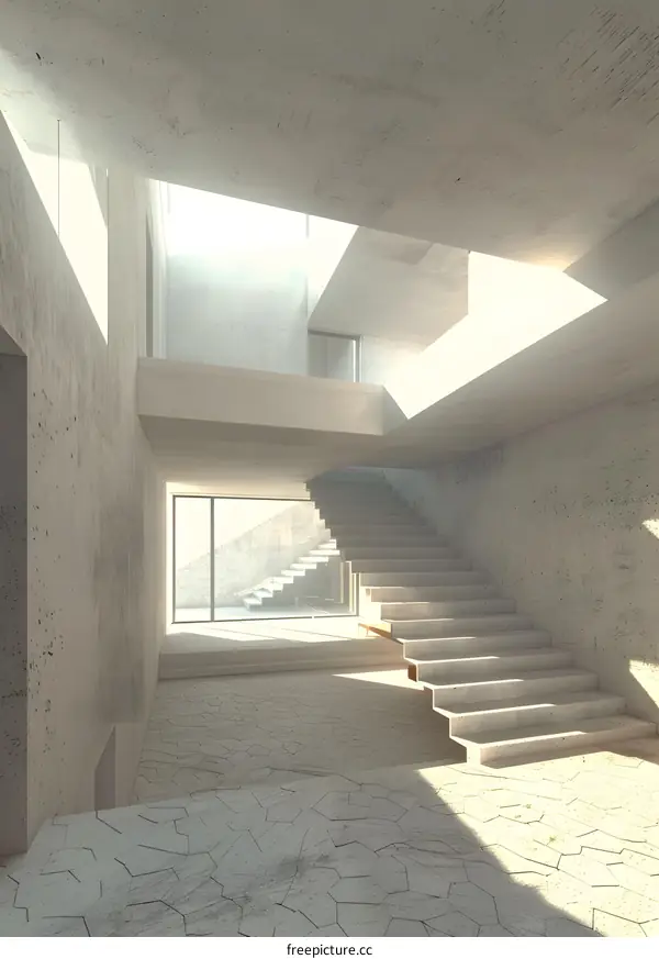 Modern Minimalist Concrete Staircase Interior Design