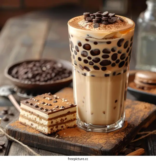 Chocolate and Tapioca Pearl Iced Coffee