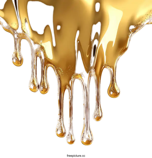 [Transparent Background PNG]Golden Dripping Liquid Abstract Illustration
