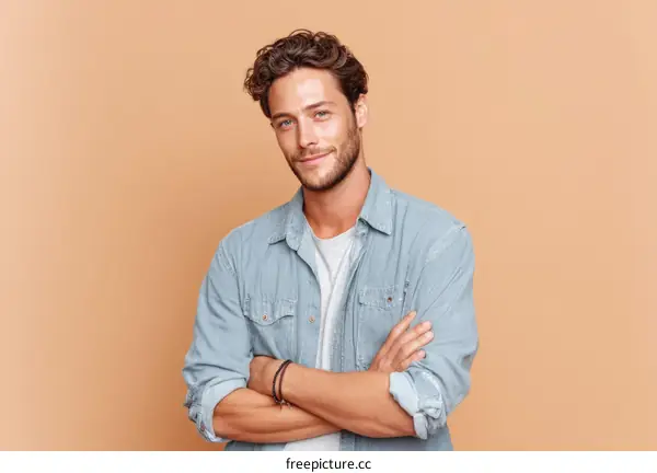 Confident Caucasian Man Studio Portrait