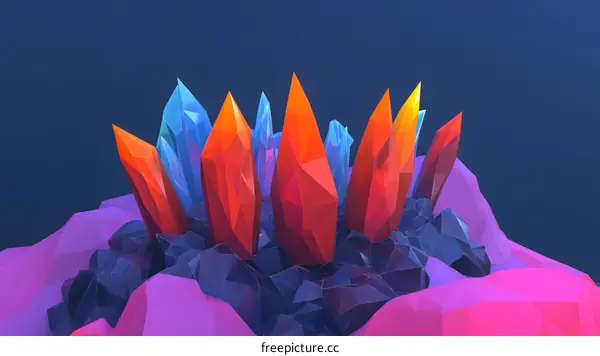 Abstract Crystal Rock Formation Low Poly Style