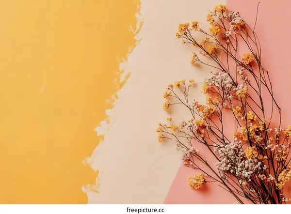 Yellow and Pink Background with Flowers