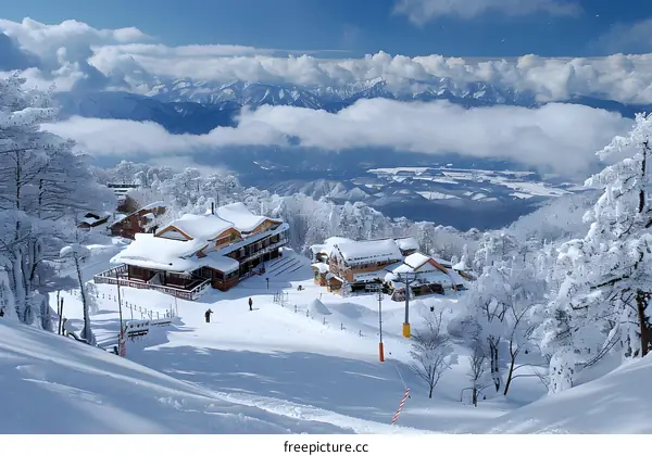 ski resort in the snowy mountains