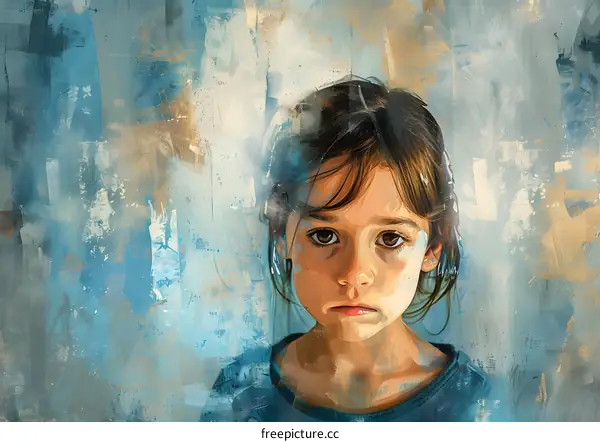 portrait of a sad girl with brown hair