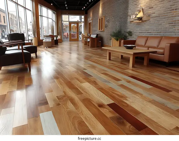 Multicolored Wooden Flooring in a Modern Lobby