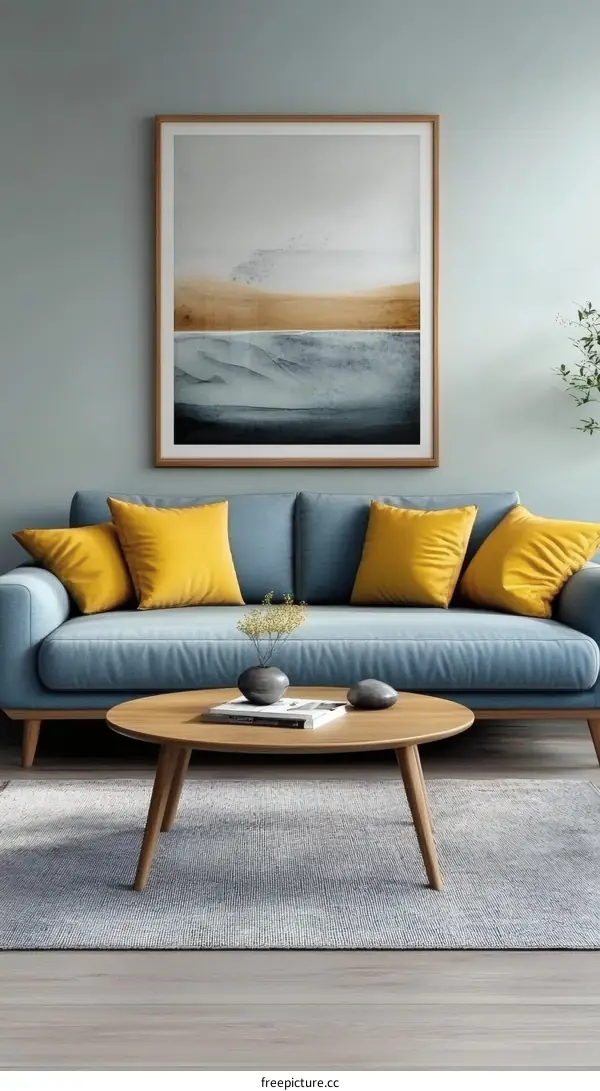 Modern Living Room Interior Design with Abstract Art