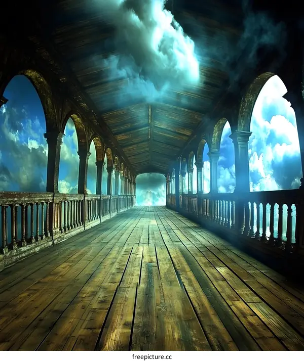 Wooden Pathway Leading to the Clouds