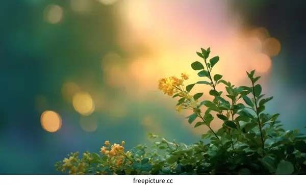 Soft Sunrise and Delicate Flowers
