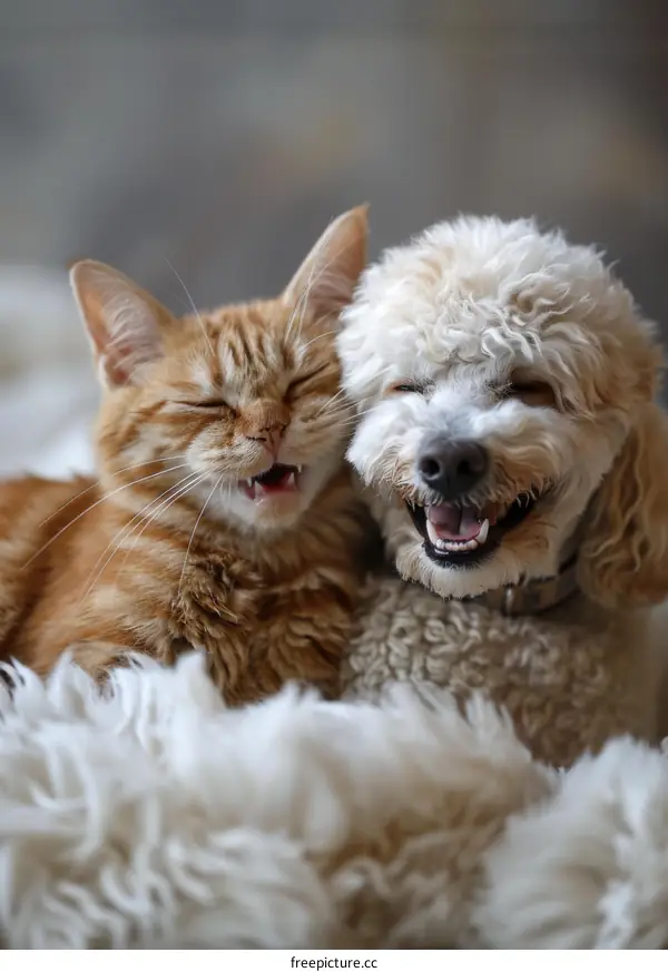 Smiling Feline and Canine Friends