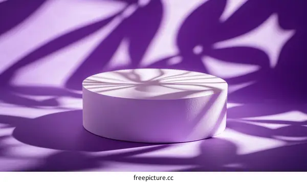 Purple Podium Product Display with Leaf Shadows