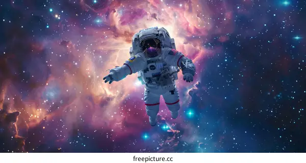 Astronaut Floating in the Vastness of Space