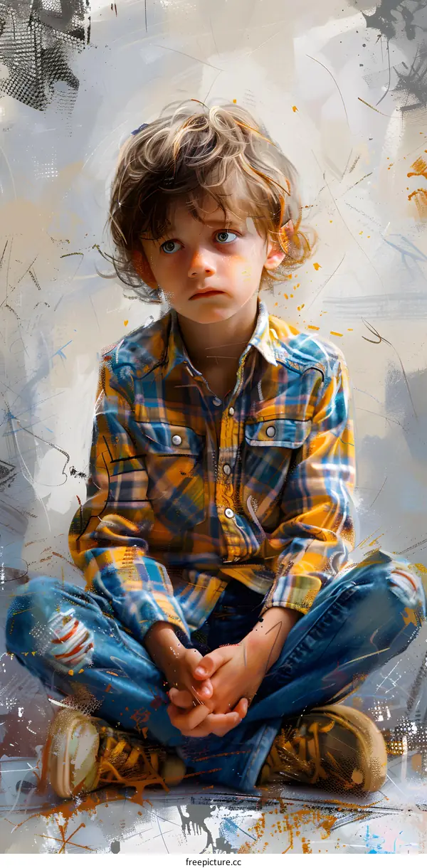 Portrait of a boy with curly hair