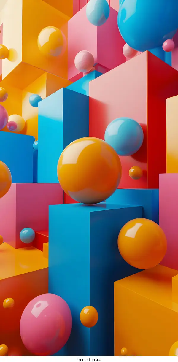 colorful 3d spheres and cubes