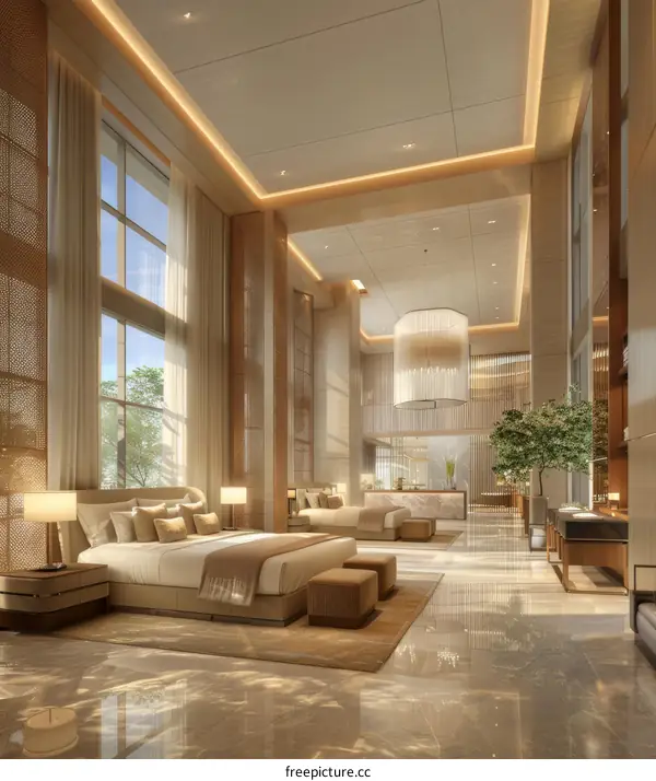 Luxury Hotel Bedroom Interior Design Illustration