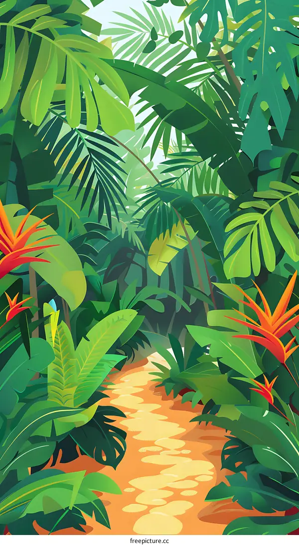 Tropical Jungle Path Illustration