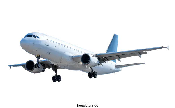[Transparent Background PNG]Commercial Airplane in Flight against White Background