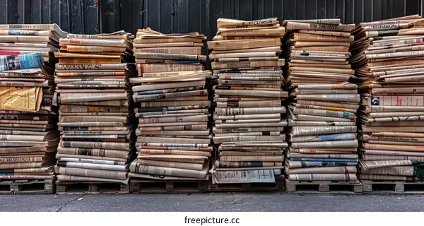 Stacks of old newspapers