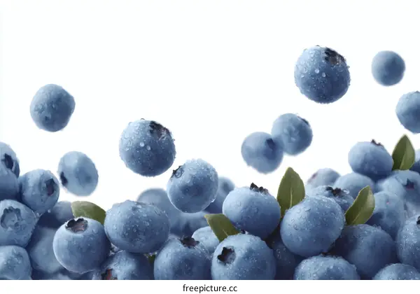 Fresh Blueberries Falling in the Air