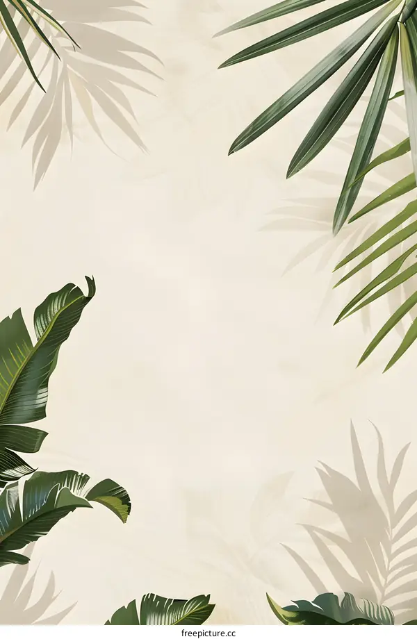 Tropical Leaves Border White Background