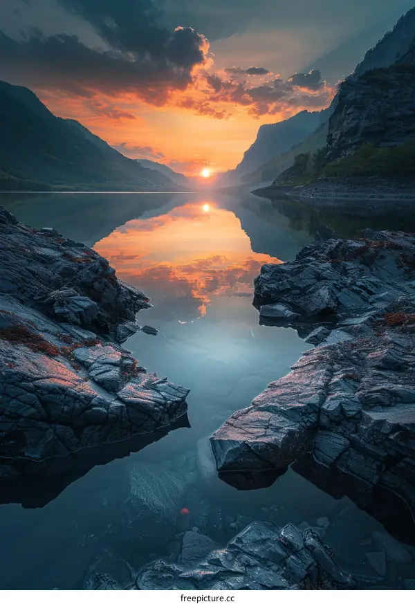 Sunset over the Norwegian Fjords