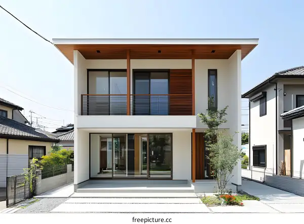 Modern Two Story House with Wooden Accents