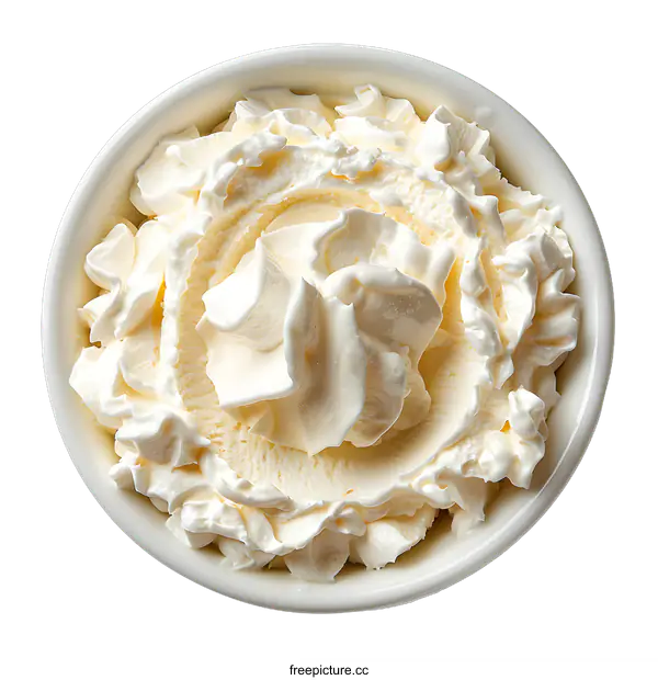 [Transparent Background PNG]Whipped cream in white bowl