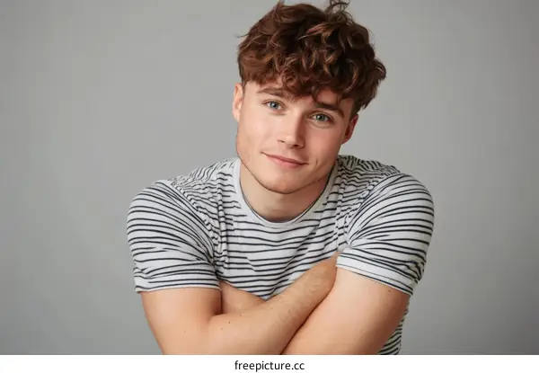 Portrait of a Young Man with Curly Hair