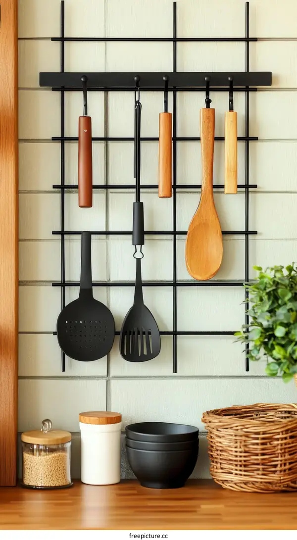 Modern Kitchen Wall-Mounted Utensil Rack