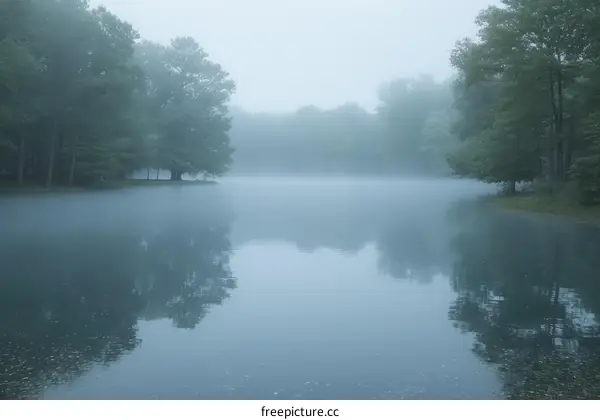 Foggy lake in the morning