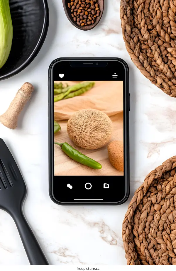 Smartphone Display Showing Food Photography