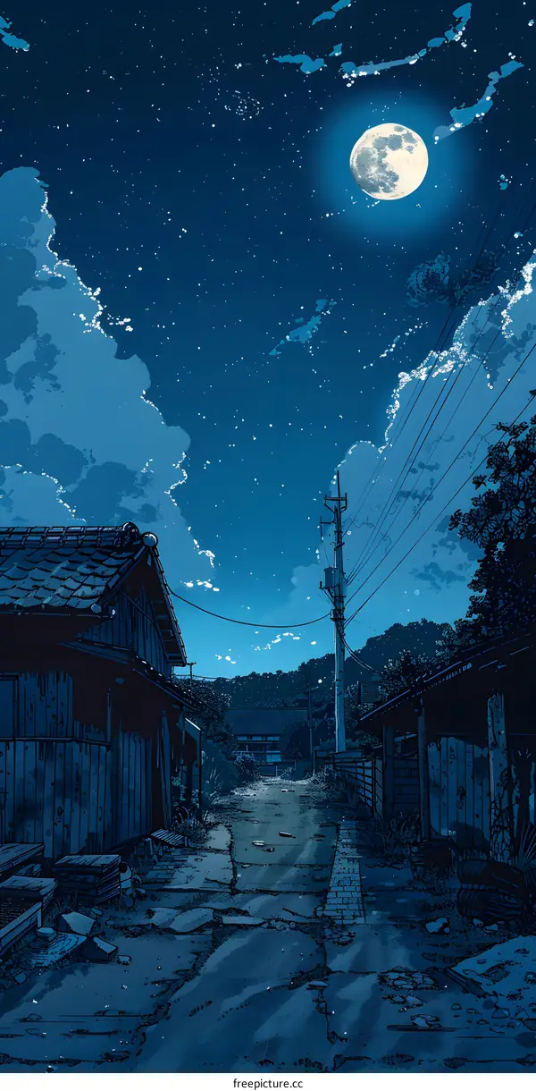 moonlight night in the countryside