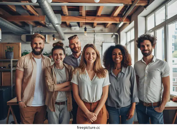 portrait of a group of people in a room